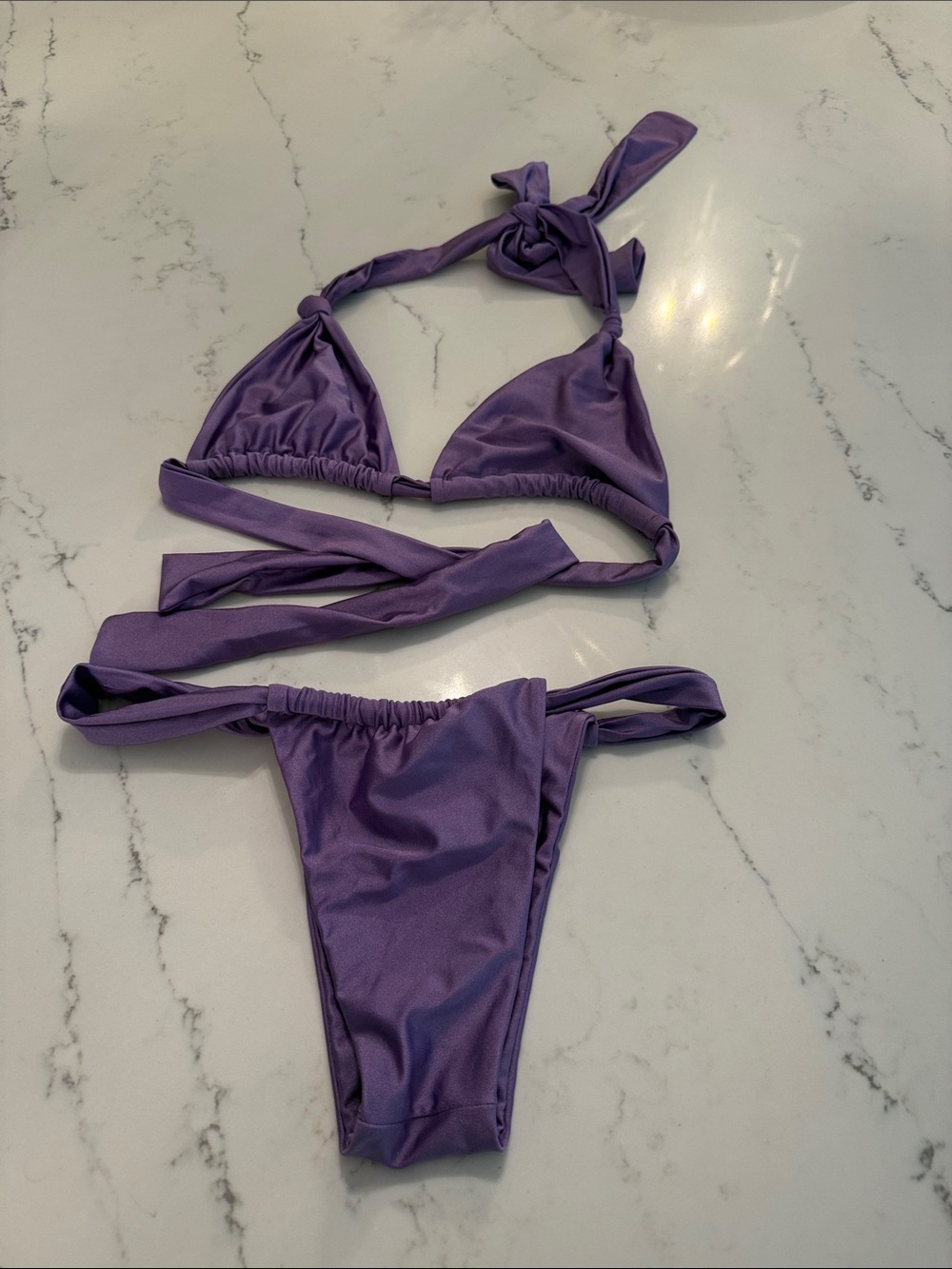 Purple Tie-Side Bikini Swimsuit Size Large